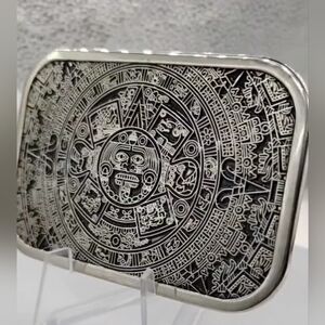New Silver Aztec mayan calendar belt buckle Men Or Women